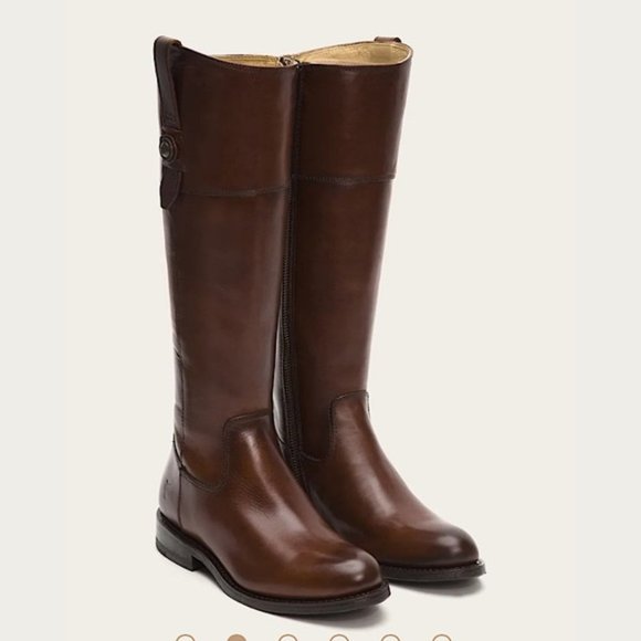 Frye Jayden Button Redwood Brown Leather Knee High Fall/Winter Tall Riding Boots - Picture 4 of 16